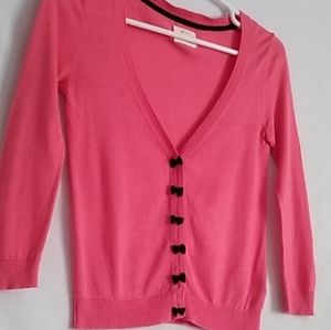 PINS AND NEEDLES V neck button down lightweight Cardigan Bows Snaps Pink XS
